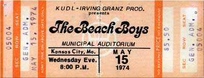 Ticket to Beach Boys Concert May 15, 1974
